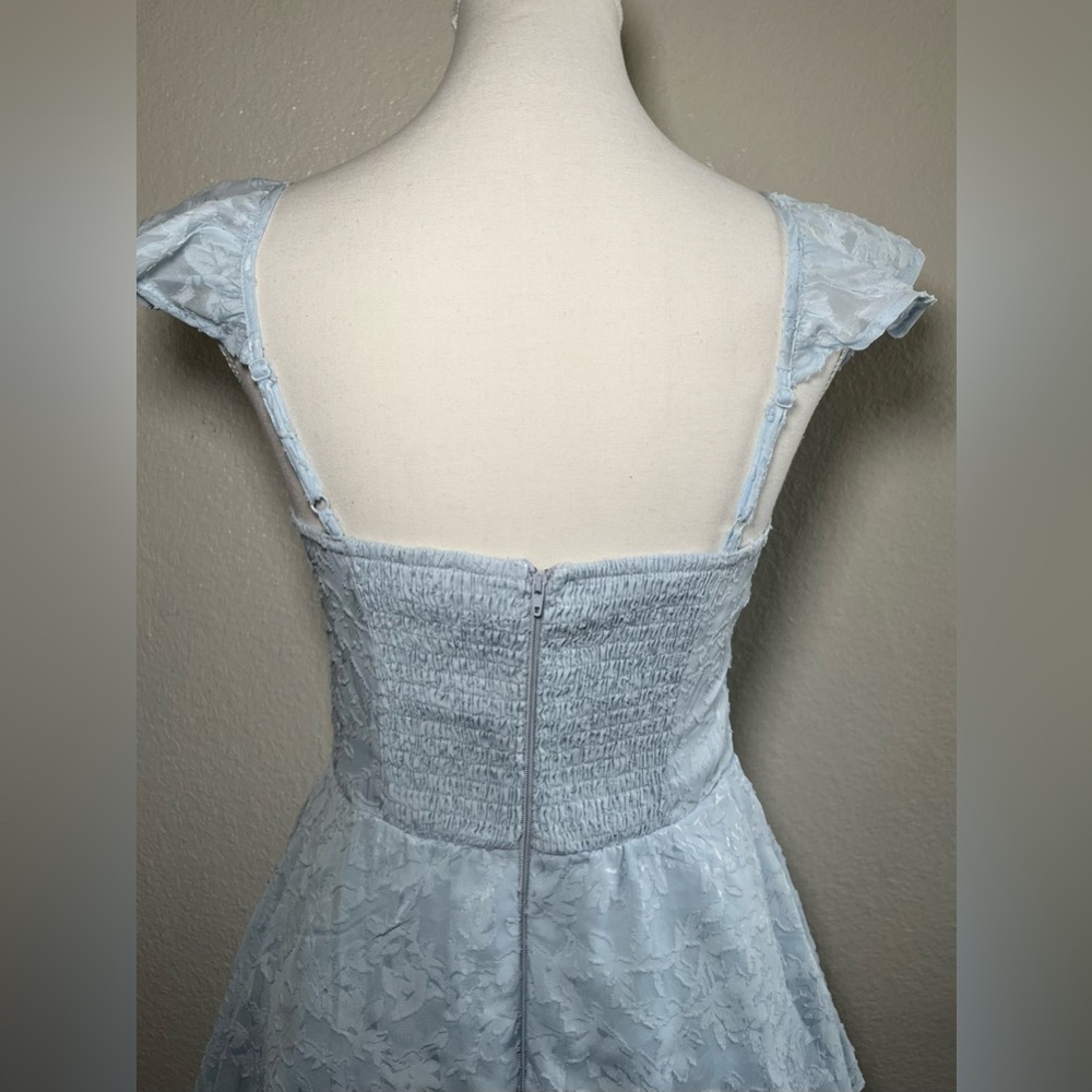 Windsor Light Blue Lace Mini Romper Dress S Babydoll Corset - Picture 5 of 13